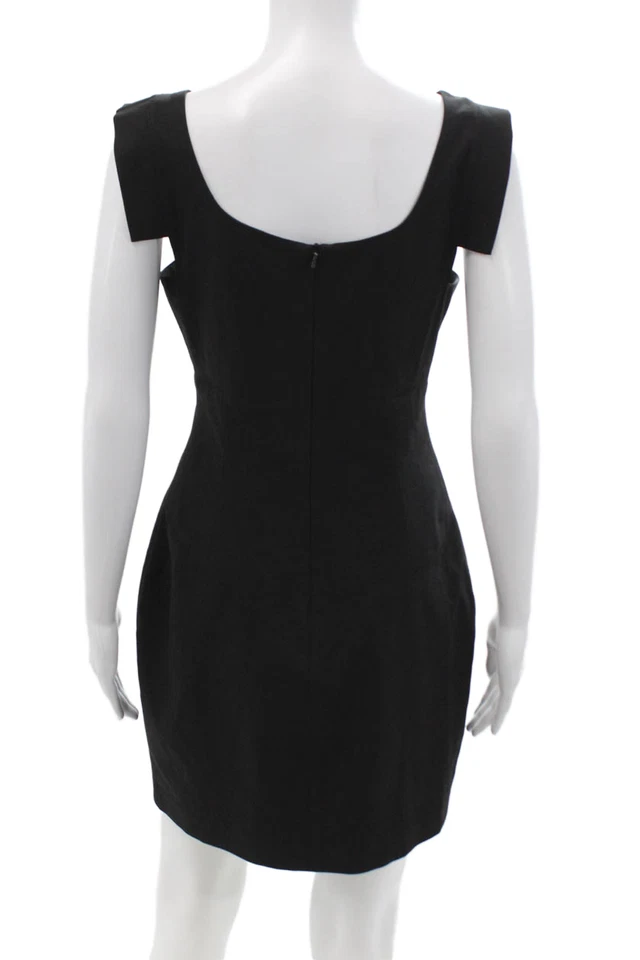 Black Halo, Women Sheath Midi Dress Black Zip Sleeveless Size 6 - Image 3 of 4