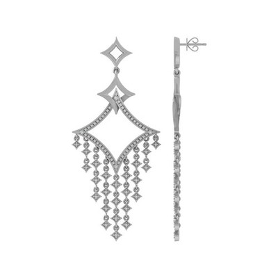 10k White Gold Round Lab Grown Diamond Drop Dangle Earrings Gift For Women