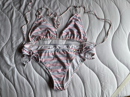 Maui Wowie Bikini Weis Blau Pink Gestreift Gr. 44 XL Neu