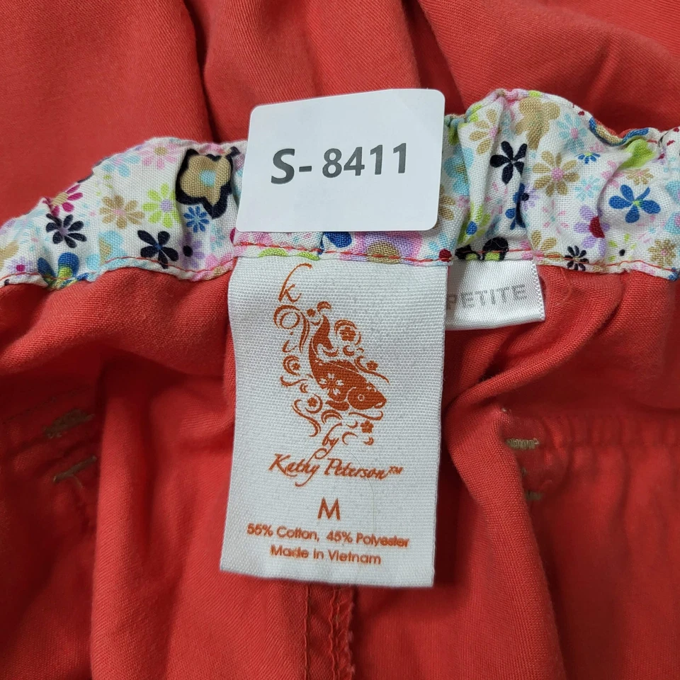 Pantalones Médicos Koi By Kathy Peterson Mujer M PETITE Rojo Sólido Floral Borde Carga Foto 2 de 4