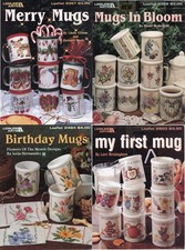 4pc LOT Leisure Arts Cross Stitch Chart Leaflets Featuring Designs for Mugs