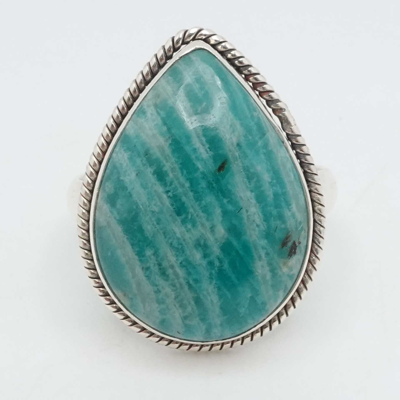 Sterling Silver Amazonite Teardrop Ring Size 12.5 - image 1