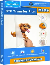 DTF Transfer Film: 13X19 Inch 100 Sheets Premium Double-Sided Matte Finish PET T