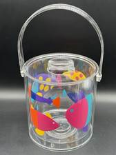 Dayton Hudson Fish Theme Plastic Acrylic Ice Bucket Picnic Party Beach vtg 1992