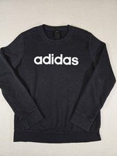 Adidas Crewneck Sweatshirt Woman Medium Solid Black Classic Made In USA
