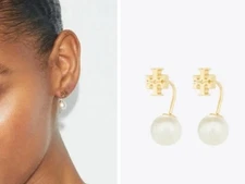 Tory Burch white pearl stud earrings💛🤍2cm