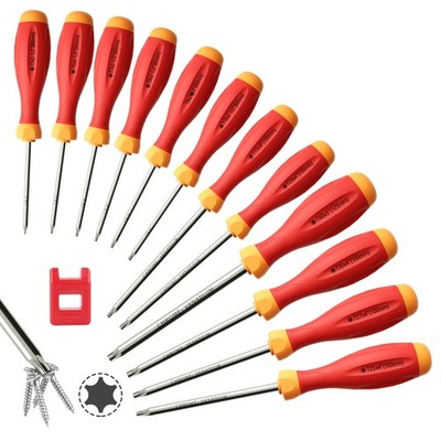 XOOL Magnetic Torx Screwdriver Set, 12-in-1 with T5 T6 T7 T8 12PCS, Red 