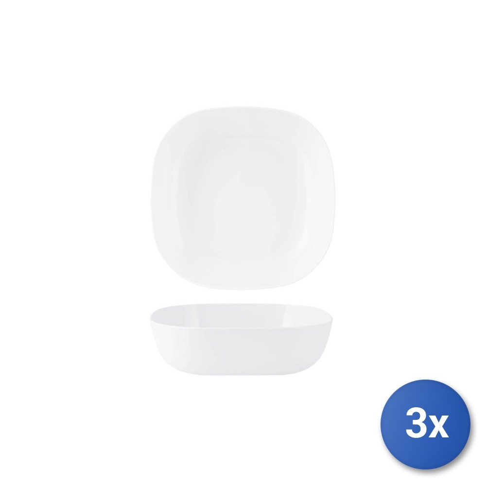3X Melamine Salad Bowls, 18X18 Cm, White H&H