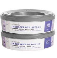 2 Munchkin UV Diaper Pail Refills 7 Layer Clear UV Refills Holds 272 each