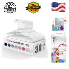 12  Kids Hangers 30 Pack - USA-Made, Lightweight  Non-Slip for Toddler Clothes