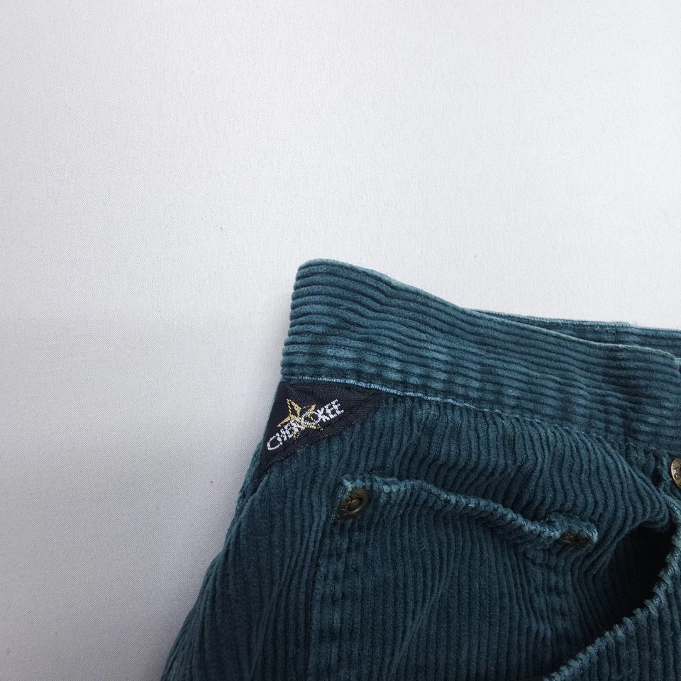 Vintage Cherokee Corduroy Mom Jeans / Pants Womens 16 Green High Rise Retro 90s - Image 3 of 4