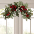 Christmas Swag Front Door Wreath Garland with Pinecones and Berries Mailbox