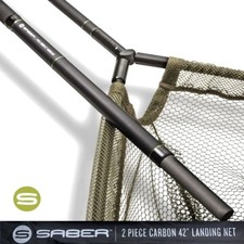 Saber 42" Landing Net Carbon 2 pc Landing Net Pole and Storage Bag Carp Fishing