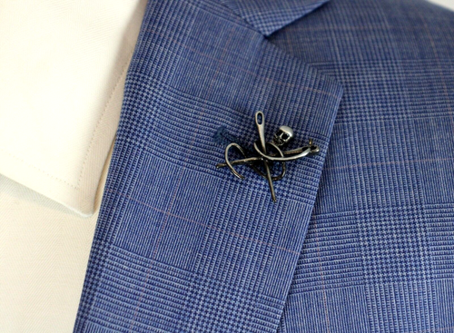 John Varvatos Sport Coat 44 R Men's Blue Plaid Wool Slim Fit Bleeker $598 - Picture 8 of 12