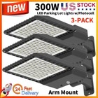 3 Pack Led Parking Lot Lights, 300W, 42,000Lm 5000K Shoebox Light with Photocell