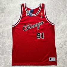 DS VTG 90s NBA CHICAGO BULLS DENNIS RODMAN GOLD 50th CHAMPION JERSEY SIZE 48
