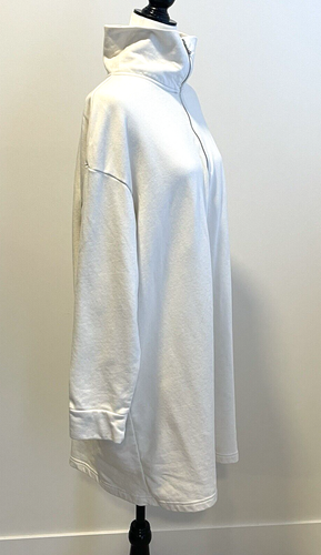 H & M Womens Dress L White Ivory Sweatshirt Fleece Knit Half Zip High Neck NEW - Picture 3 of 15