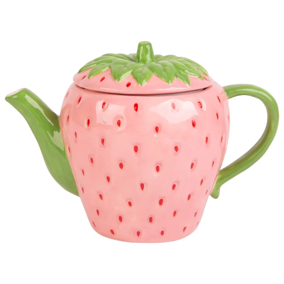30.3oz Ceramic Pink Strawberry Teapot Foto 2 de 2