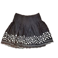 Joe Benbasset Y2K Polka Dot Eyelet Skirt Pleated Scalloped Side Zip Lined Sz 13