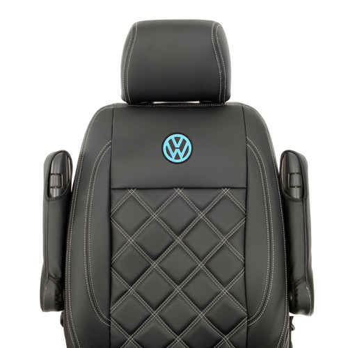 VW T6/T6.1 FRONT SEAT COVERS LEATHERETTE WITH 'VW' LOGO (2015 ONWARDS) - Picture 126 of 134