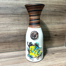 Wine Decanter Embossed Pacific Stoneware Signed B Welsh Vino Vase 1970 USA