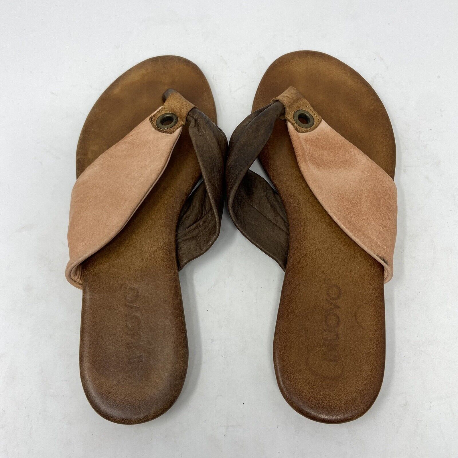 Inuovo Brown and Coral Leather Thong Sandals, Wom… - image 10
