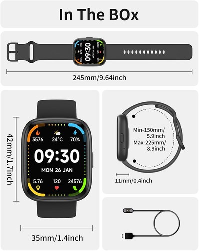 Waterproof Smart Watch with Bluetooth – Full Touch, Fitness & Stress Monitoring - Picture 10 of 10