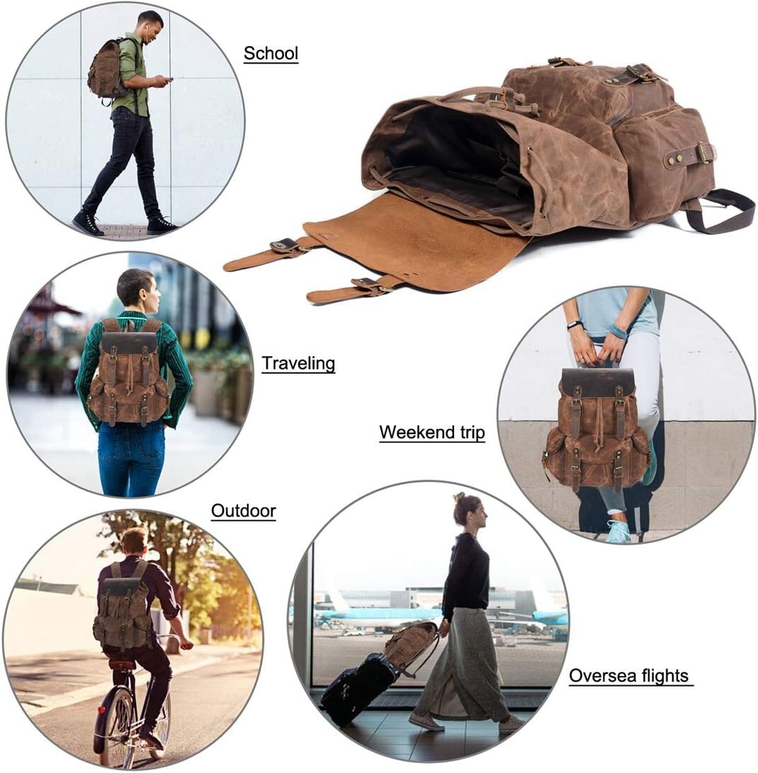 Genuine Leather Rucksack for Men - Perfect for Travel, Hiking & Daily ...