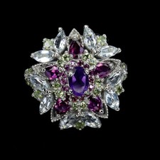 925 Sterling Silver Ring Oval Amethyst Aquamarine Peridot Gemstone jewelry