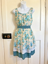 Yumi Dress Lightweight Layered Sleeveless Tie Back Size Large Bust 40" Summer