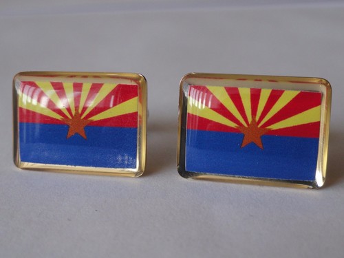 Arizona State Flag Cufflinks--United States of America USA Arizonan US Patriotic - Picture 3 of 4