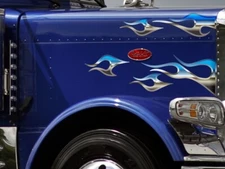 Chrome Tribal Flame decals 12pc set for Peterbilt 379 Kenworth W900 Mack vinyl