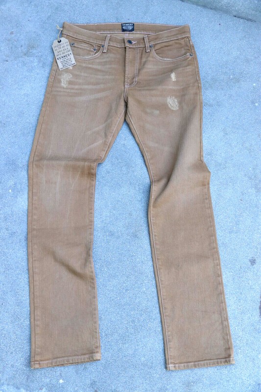 NWT Kennedy Denim Co Los Angeles 13oz Japanese Denim Tan Brown Slim Fit Jeans 30