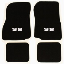 New 1968 - 1972 Chevelle Floor Mats Black Carpet Embroidered Silver Ss Logo 4pc