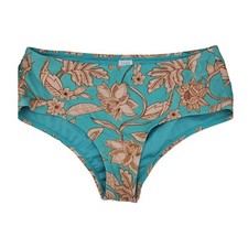 Time And Tru Swim Bikini Bottom Women's Size Medium 8-10 Teal Peach Floral Print