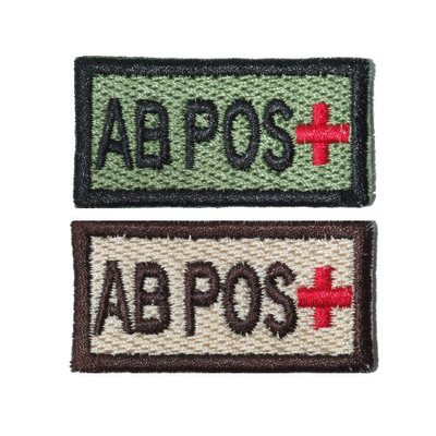AB+ AB Pos selbstklebendes Blutpflaster in Olive und Hellbraun 1x2 Zoll