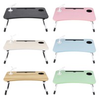 Folding Laptop Table Bed Desk Stand Notebook Tray with USB Ports,Cup Slot,Drawer