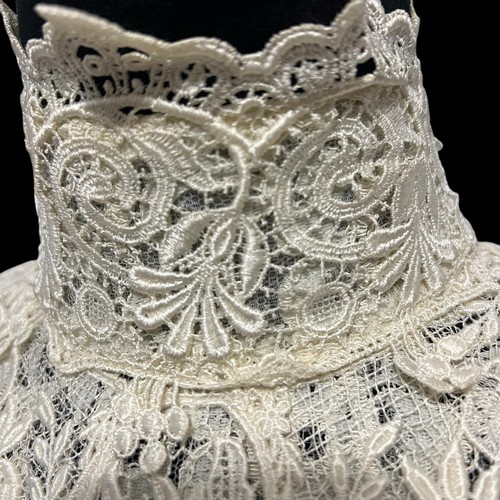 Jessica McClintock Lace Embroidered Long Sleeve Top Button Down Back Vintage - Picture 6 of 9