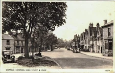 RPPC Chipping Campden Gloucestershire High Street & Pump Postcard 1900s UK