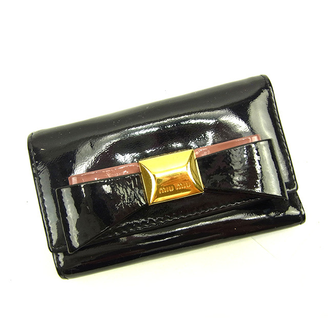 miumiu Key holder Key case Black Pink Woman Authentic Used miumiu Key holder Key case Black Pink Woman Authentic Used