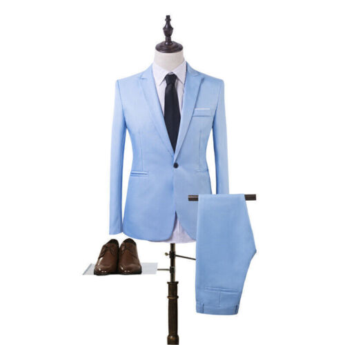 Mens Business Suit Two Piece Coats Pants Trousers Formal Wedding Party Outfit AU - Picture 17 of 19