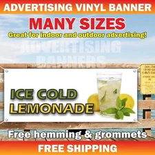 ICE COLD LEMONADE Advertising Banner Vinyl Mesh Sign tea juice water frozen bar