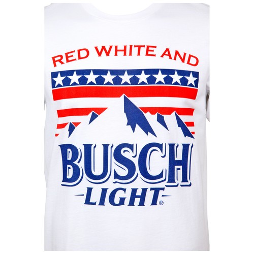 Busch Light Red White and Busch Light Mountains White T-Shirt White - 第 2/28 張圖片