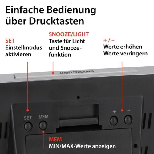 Funk-Wetterstation Innen Außensensor Thermometer Hygrometer digital LCD Uhr - Bild 8 von 12