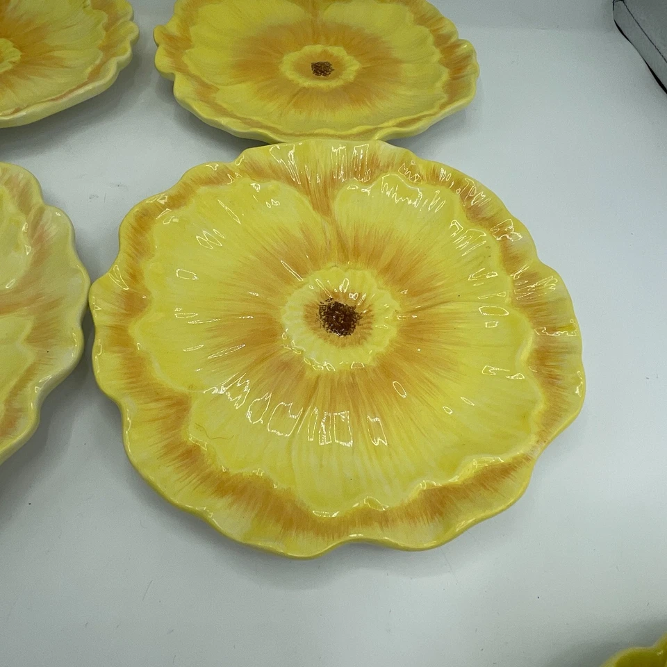 4 platos amarillos de cerámica internacional certificados primavera verano fiesta del té 3D Foto 2 de 4