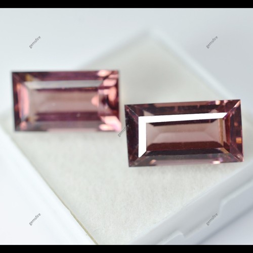 Par de piedras preciosas CERTIFICADAS 16 quilates zafiro natural Padparadscha corte esmeralda - Imagen 2 de 17