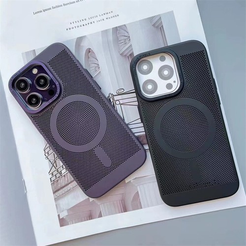 Heat Dissipation Steel Mesh Magnetic Attraction Case Cover for iPhone 14 13 12 - Zdjęcie 5 z 19