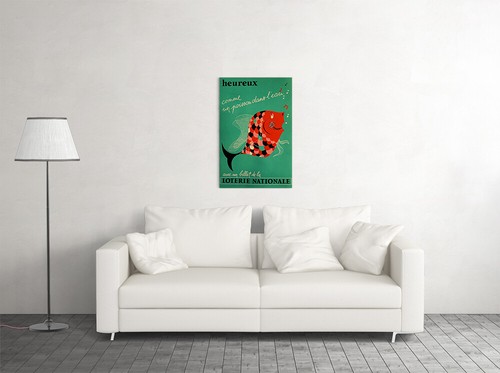 French Lottery Happy As Fish In Water 1950 Vintage Wall Art Home - POSTER 20x30 - Photo 3 sur 4