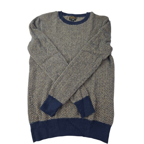 J. Crew 100% Cashmere Herringbone Crewneck Sweater Beige M / L - Picture 8 of 13