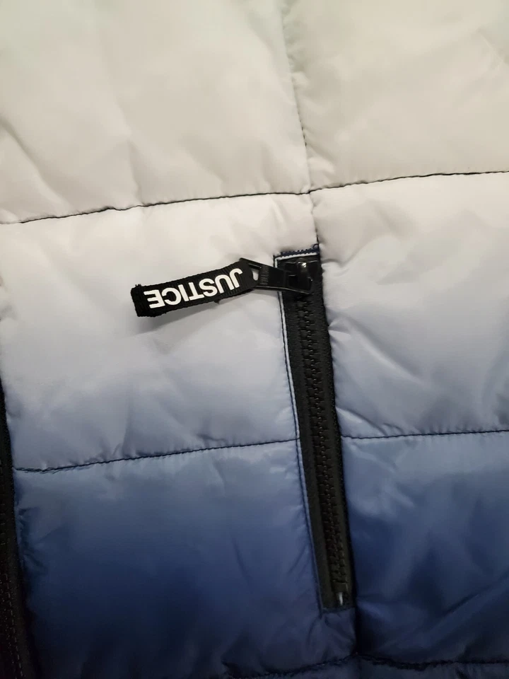 Chaqueta hinchada con capucha cálida resistente al agua multicolor Justice para niñas talla 12 Foto 4 de 4